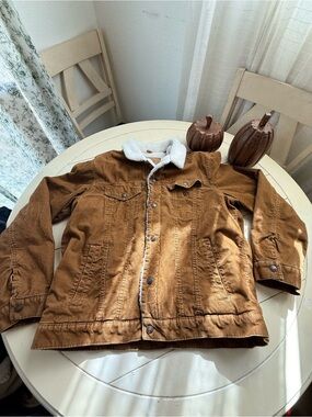 GAP men Corduroy-Look Sherpa Trucker Jacket in Brown
